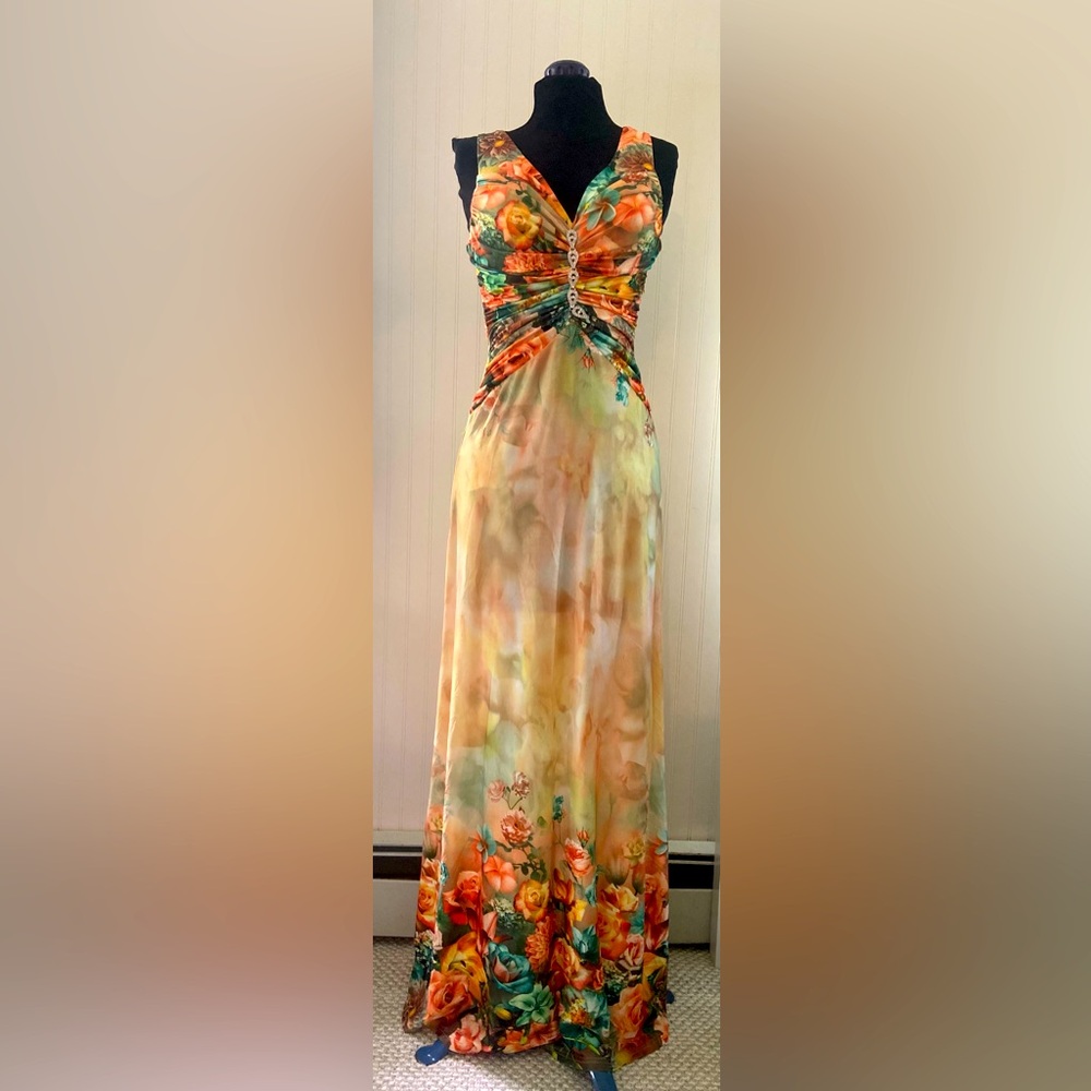 VTG Y2K Miss Morena Colorful Strappy Maxi Dress S